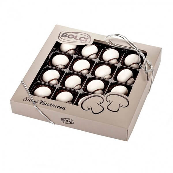 Mantar Çikolata-Beyaz Mantar Draje 16 Lı Kutu 250 Gr