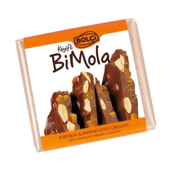 Tablet Çikolata-BiMola Portakal&Bademli Sütlü Çikolata 70gr